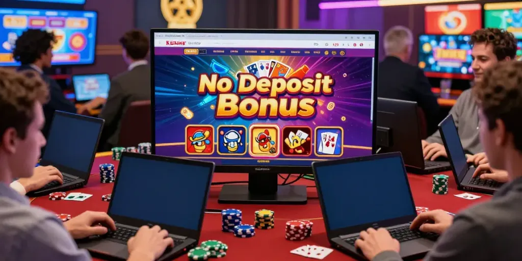 Casino Gratuit sans dépôt : joueurs enthousiastes engagés dans des jeux en ligne avec bonus sans dépôt.